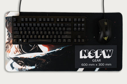 600x300 mouse pad top view with mouse and keyboard