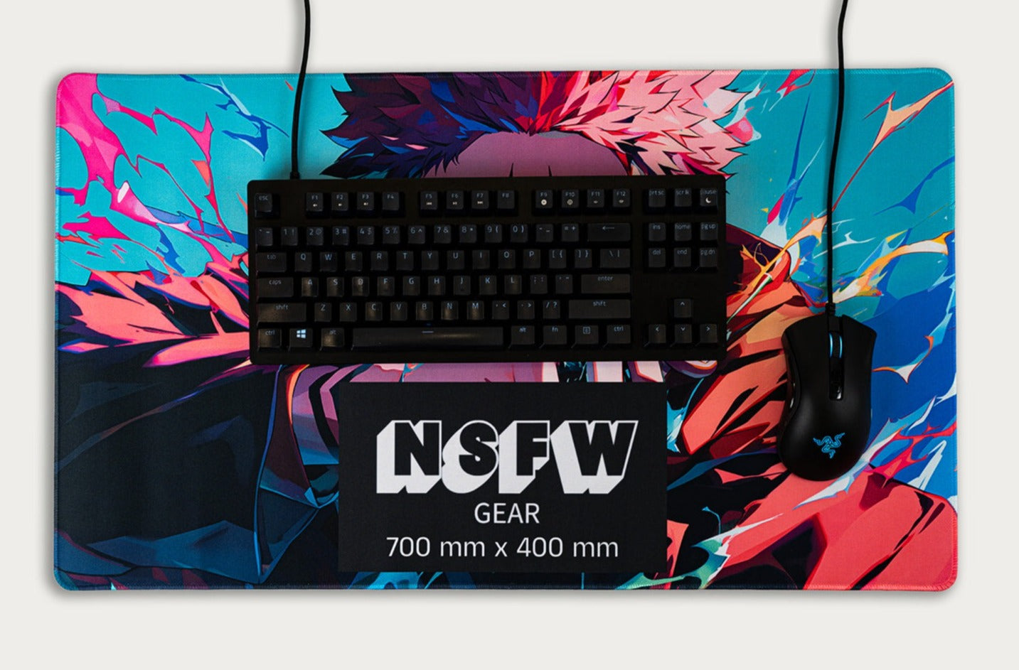 700x400 mouse pad top view with mouse and keyboard