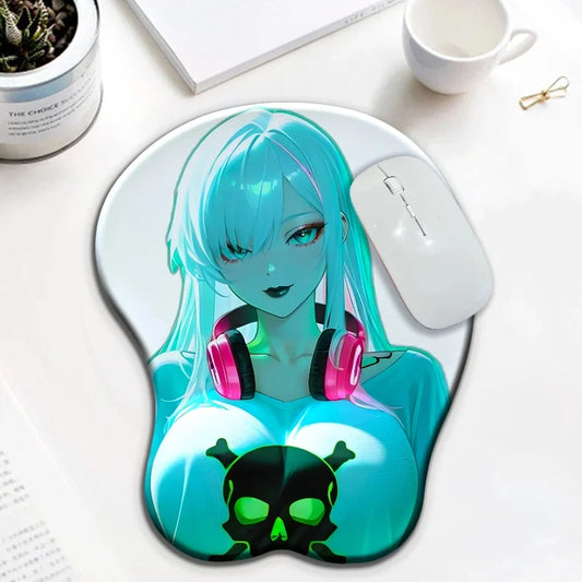Skull T-shirt Girl Boob Mouse Pad
