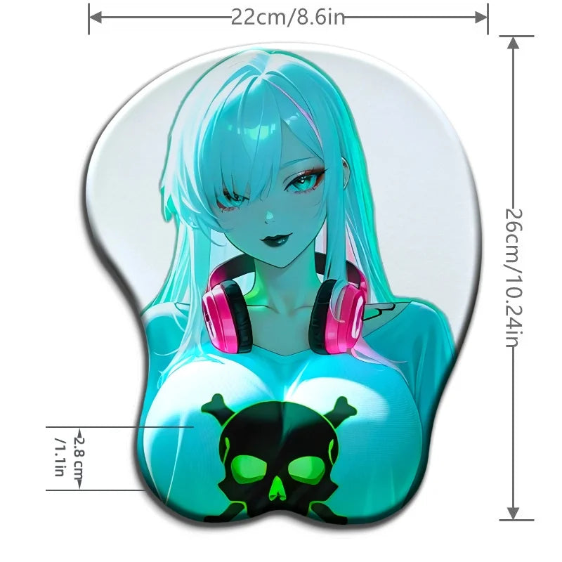 Skull T-shirt Girl Boob Mouse Pad
