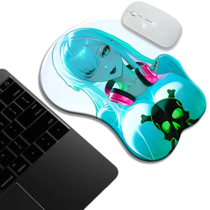Skull T-shirt Girl Boob Mouse Pad